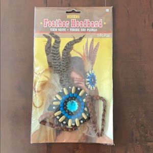 Headband with beads and feathers